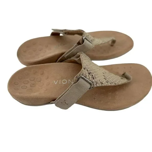 Vionic Sandals Womens Size 6 Wanta T Strap Cream Comfort Slip On Open Toe Shoe - Picture 2 of 9